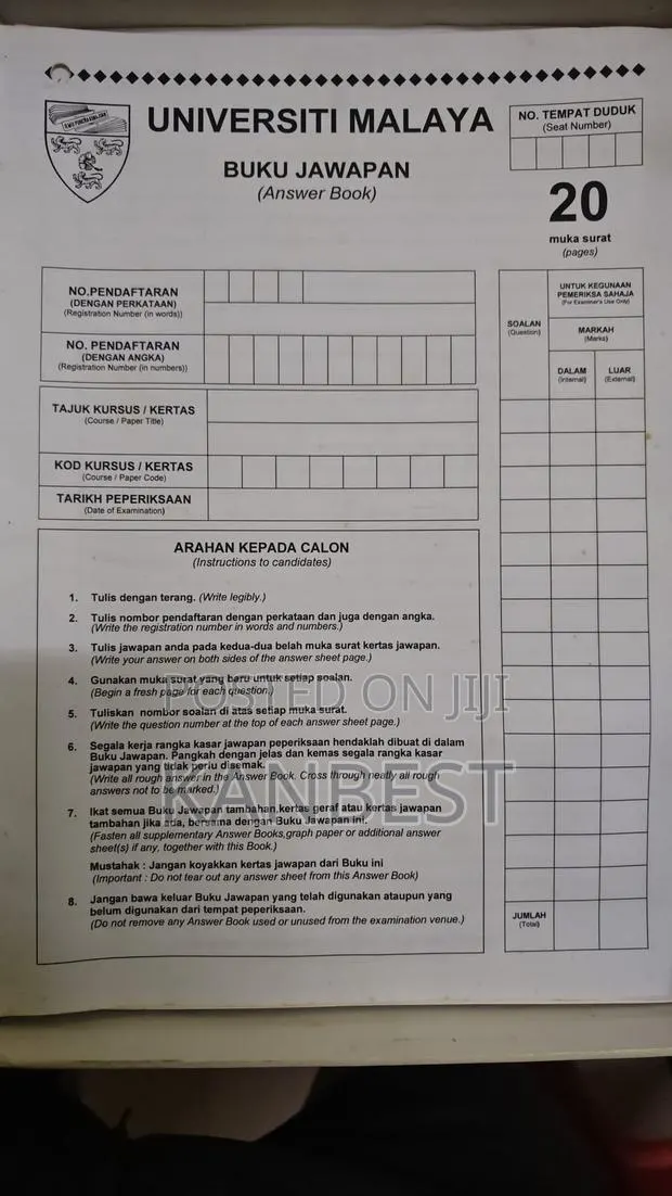 Examination Questions Answer Booklets · Photo 1