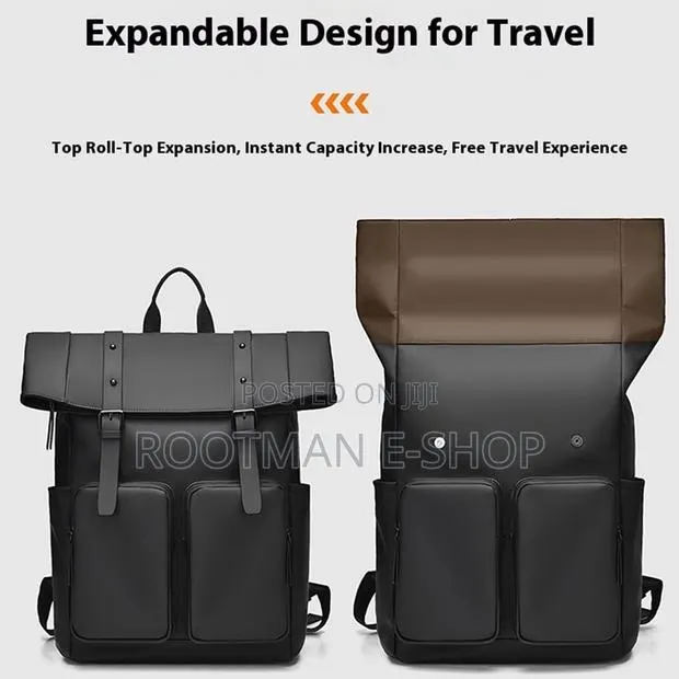 Roll-Top Laptop School Backpack, Waterproof · Photo 1
