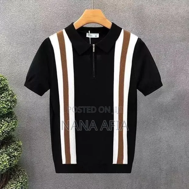 New Summer Men’s Color-Block Knitted Polo Shirt · Photo 1