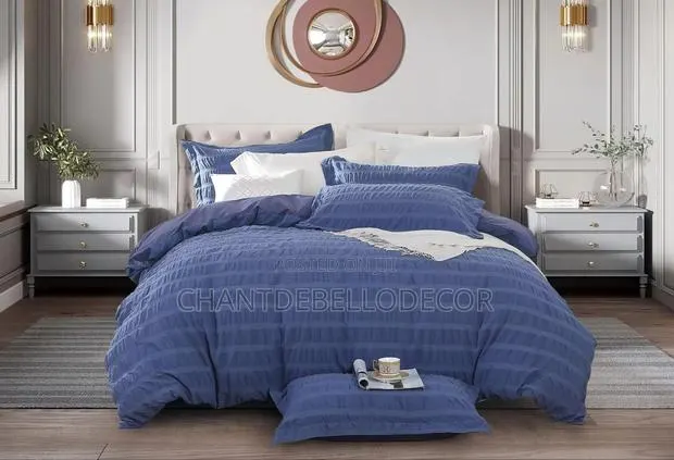 300-Tc Seersucker 7 in 1 Pure Cotton King Size Removable Duvet Set · Photo 1
