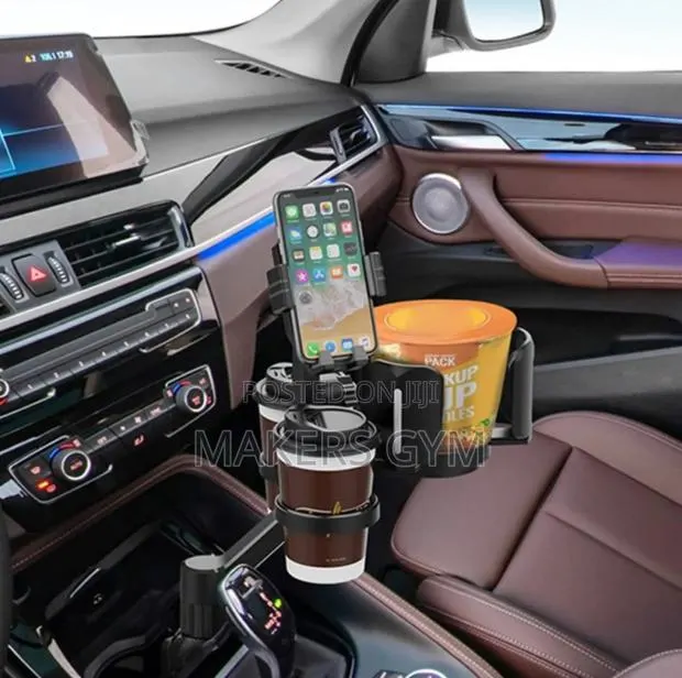 Car Cup Holder Phone Mount With 2 Coffee Cups Adjustable · Photo 1