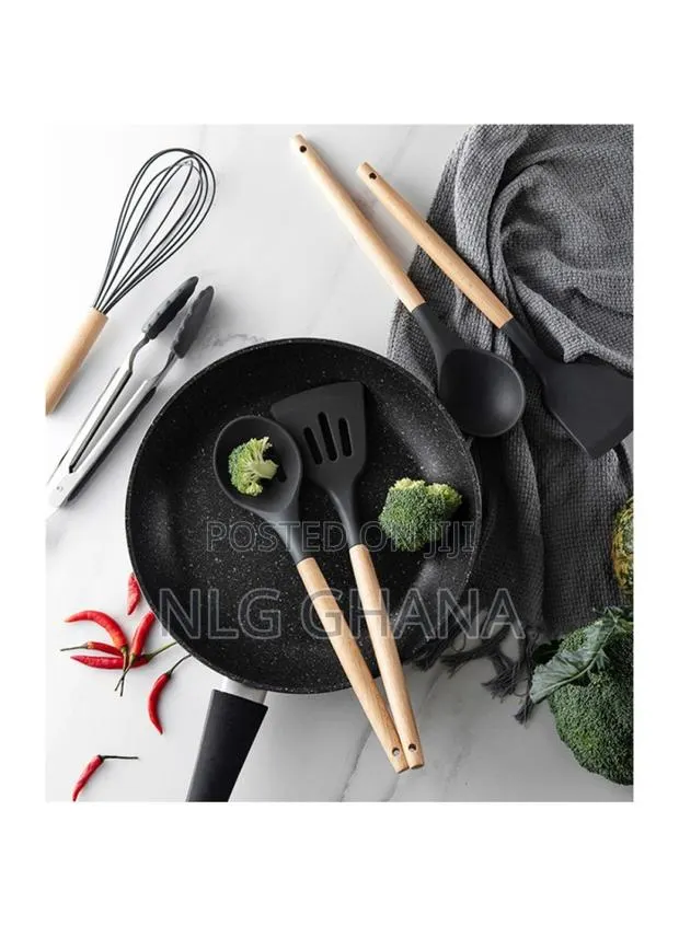 11pcs/Set Wooden Handle Silicone Kitchenware. Tvx5586 · Photo 1