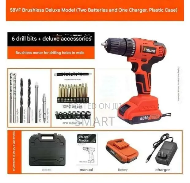 58vf/58vf Multi-Function Rechargeable Drill and Screw Machine Set · Photo 1