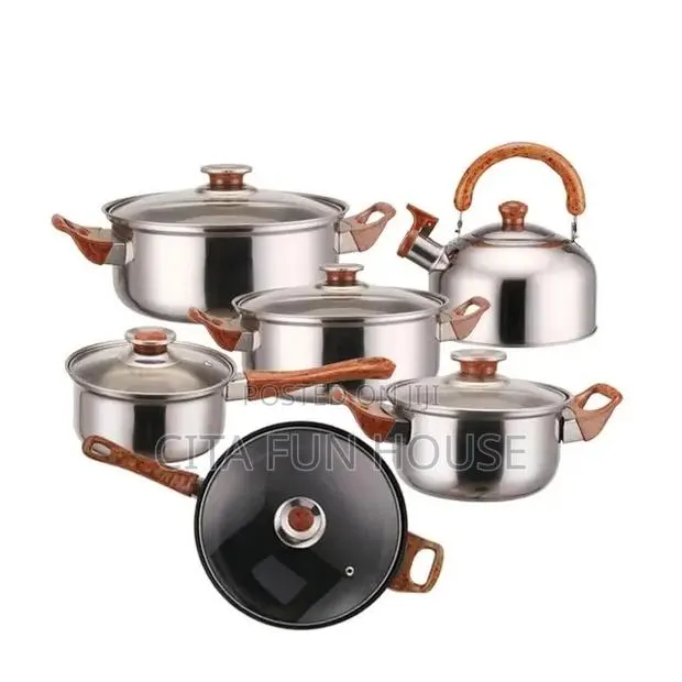 12pcs Stainless Steel + Kettle Cookware Set · Photo 1