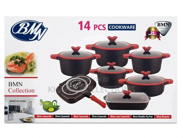 BMN 14 PCS Non-Stick Cookware Set With Glass Lids - 5 Layer Coating · Photo 1