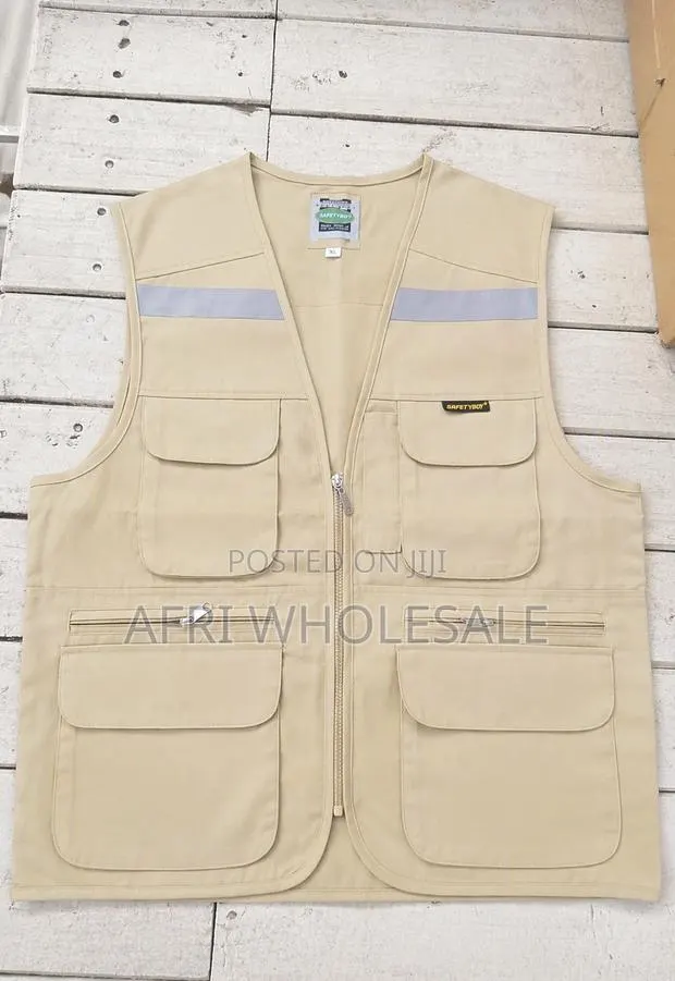 Reflective Media Vest Jacket Cameraman Khaki Brown Photography Pockets · Photo 1
