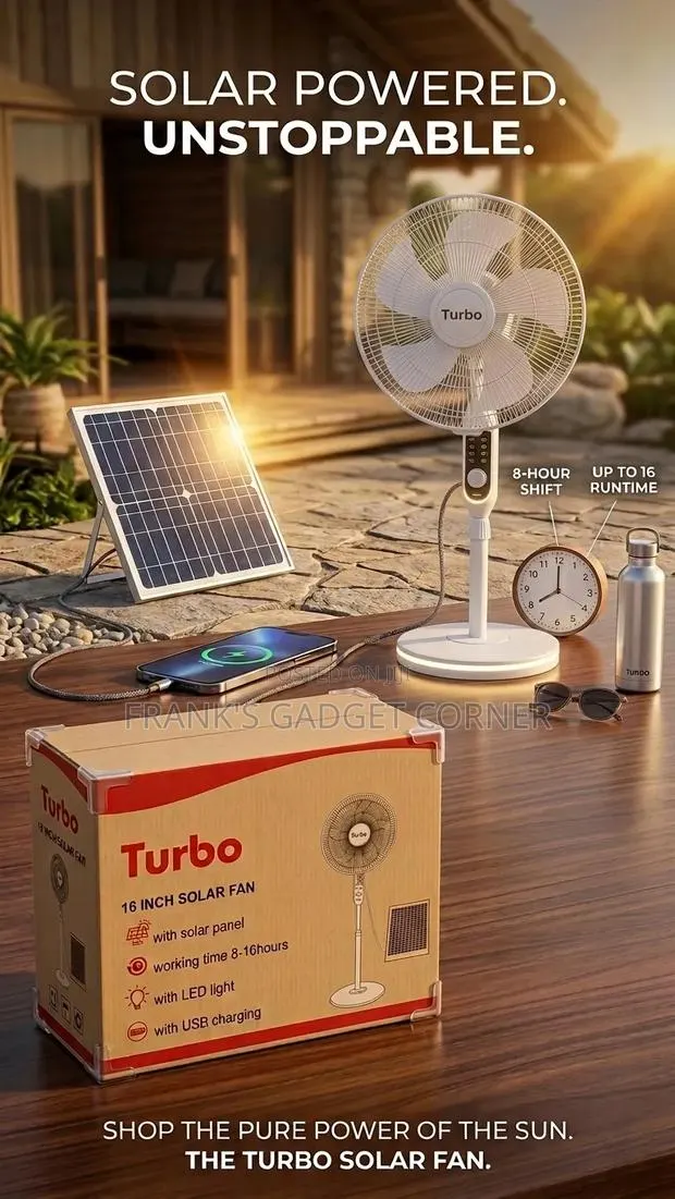 Turbo 16” Rechargeable Solar Fan · Photo 1