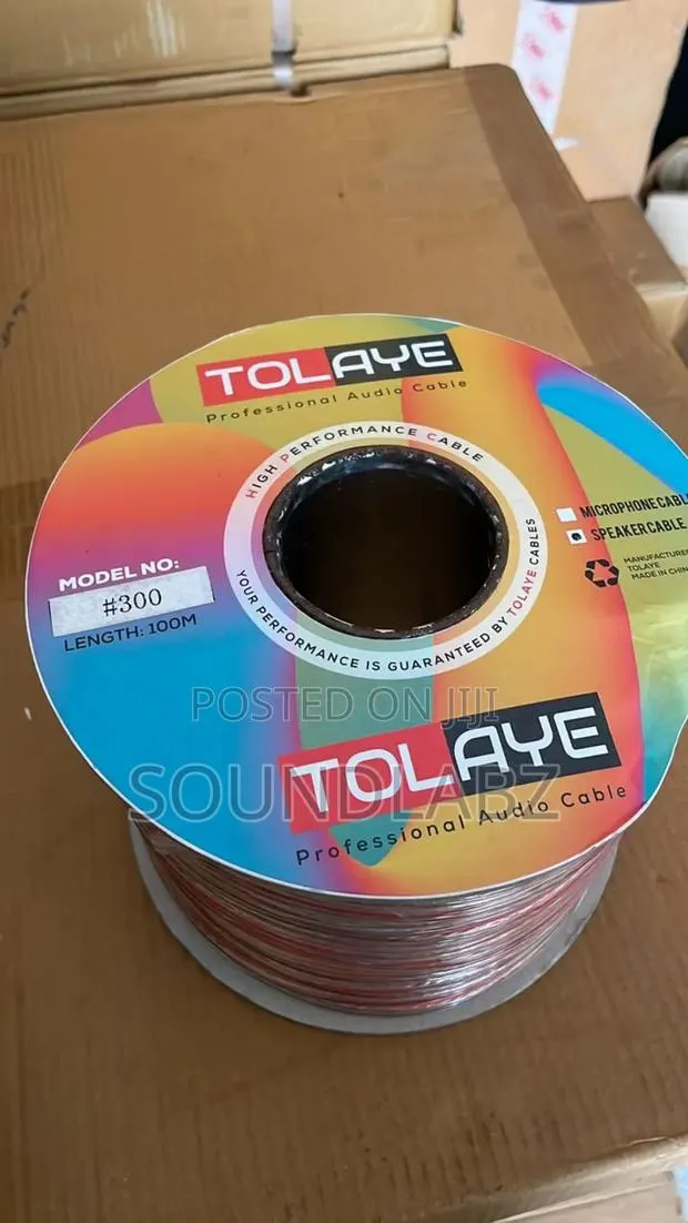 Tolaye 2in1 Speaker Cable
1. Pure Copper
2. Bundle Size = 100 Meters · Photo 1