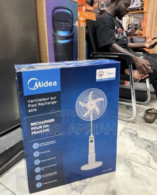 Efficient Latest Midea 18 Inch Rechargeable Standing Fan(White) · Photo 1
