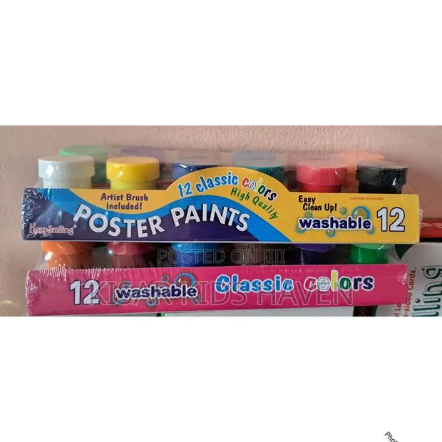 12 Washable Classic Poster Paint With Brush · Photo 1