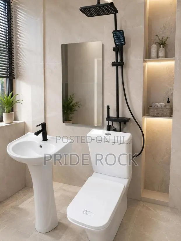 Press Top Wc, Basin With Stand Set, Mirror and Four in One Shower · Photo 1