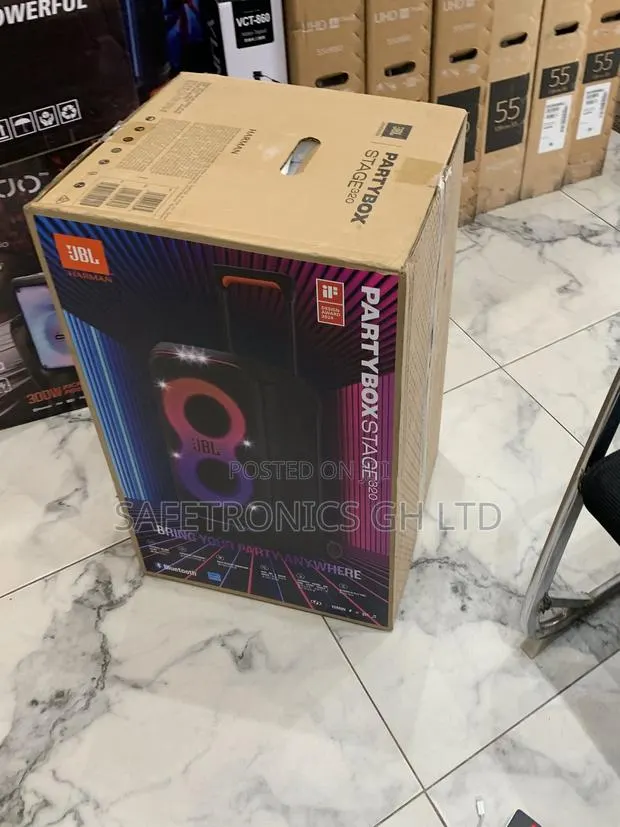 Available Black JBL Partybox Stage 320 Bluetooth 240 Watts Speaker · Photo 1