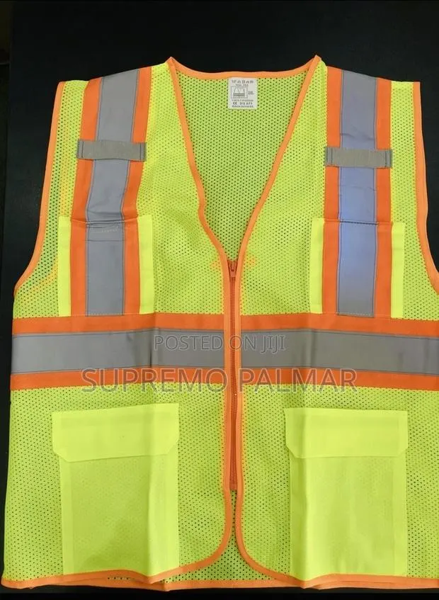 Hi-Vis Lime Mesh Vest - Reflective Workwear With Zipper & 4 Pockets · Photo 1