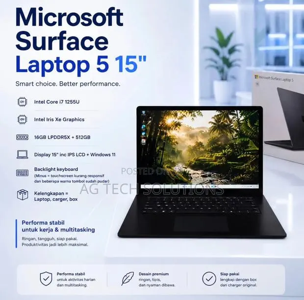 New Laptop Microsoft Surface Laptop 5 16GB Intel Core i7 SSD 512GB · Photo 1