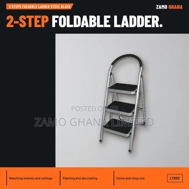 2 Steps Foldable Ladder Steel Black - LY602 · Photo 1