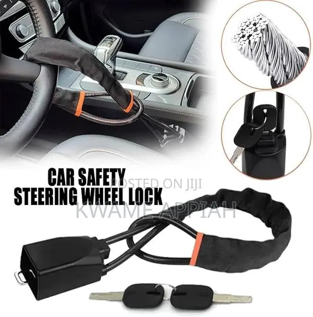 Steering Wheel Lock ~ Anti-Theft Steel Cable · Photo 1