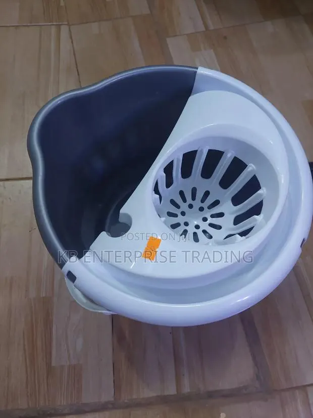 Century Grey and White Plastic Mop Bucket With Built-in Wringer · Photo 1