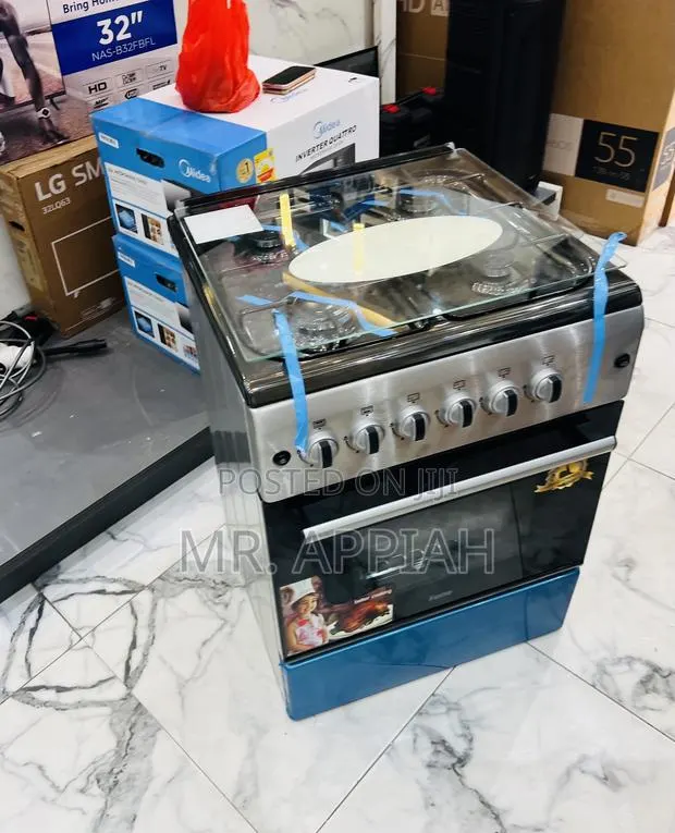 Super Adorable Ferre 60x60cm Glass Lid 4 Gas Cooker(Gray) · Photo 1