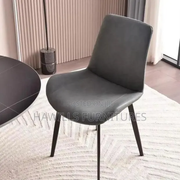 Dark Gray Leather Dining Chair · Photo 1