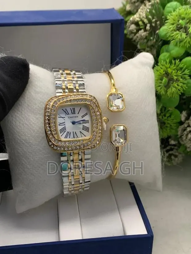 Cartier Stainless Steel Ladies Watch & Bangle Set | Gift for Her · Photo 1