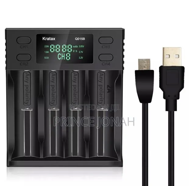 Kratax 4 Slot Battery Charger With LCD Display Rechargeable Batteries · Photo 1