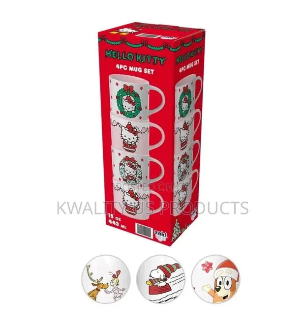 Hello Kitty 4-Pack Stackable Ceramic Holiday Mugs Set - 443 Ml · Photo 1