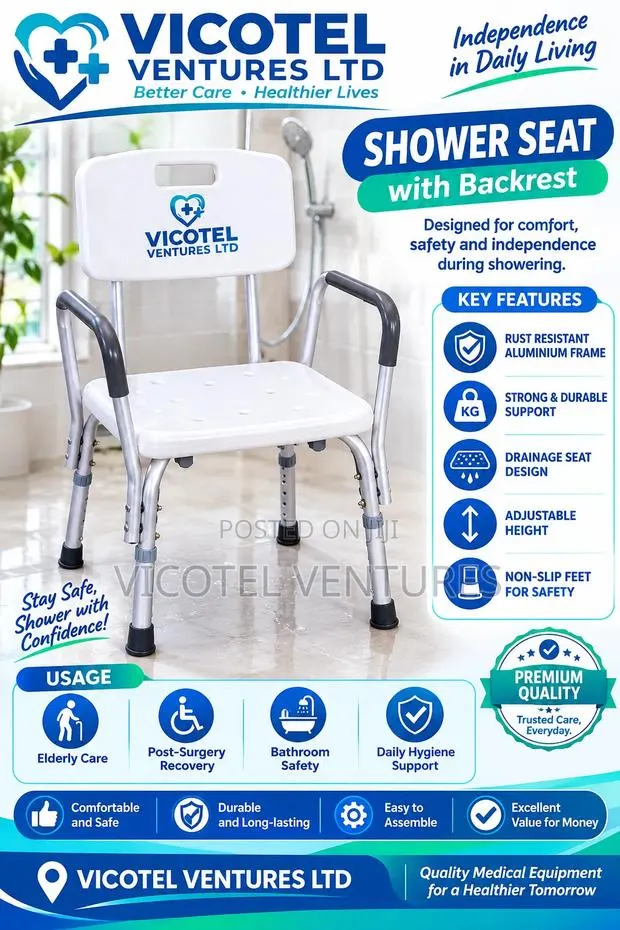 Shower Seat With Backrest and Handle · Photo 1
