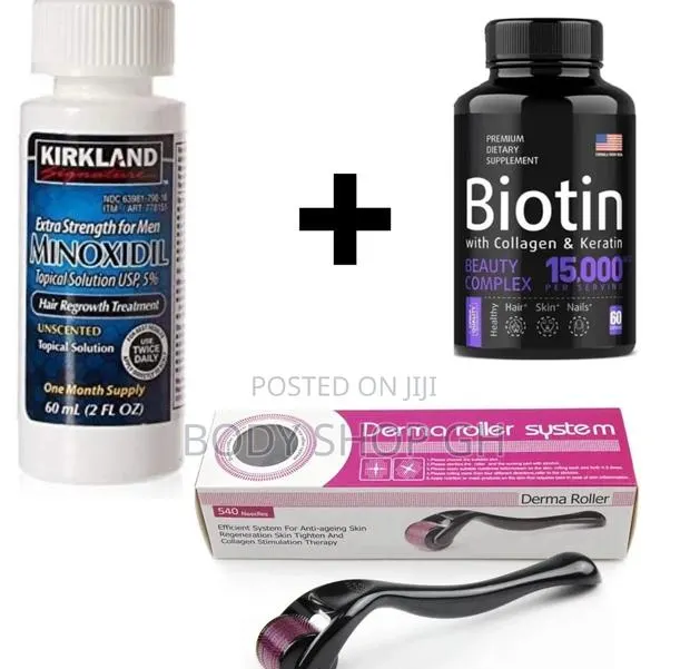 Beard Booster Combo Package- [ Biotin + Roller + Kirkland] · Photo 1
