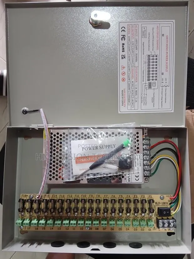 18ch CCTV Camera Power Supply 12v 18a Metal Case · Photo 1