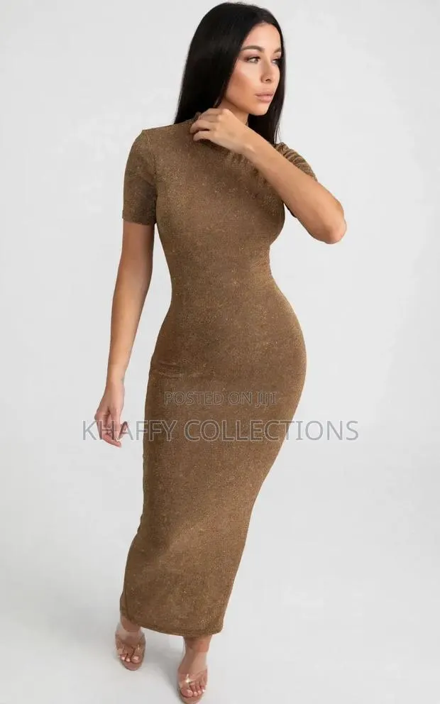 Luxury Gold Glitter Long Bodycon Dress - Full Length Party Maxi Dress · Photo 1