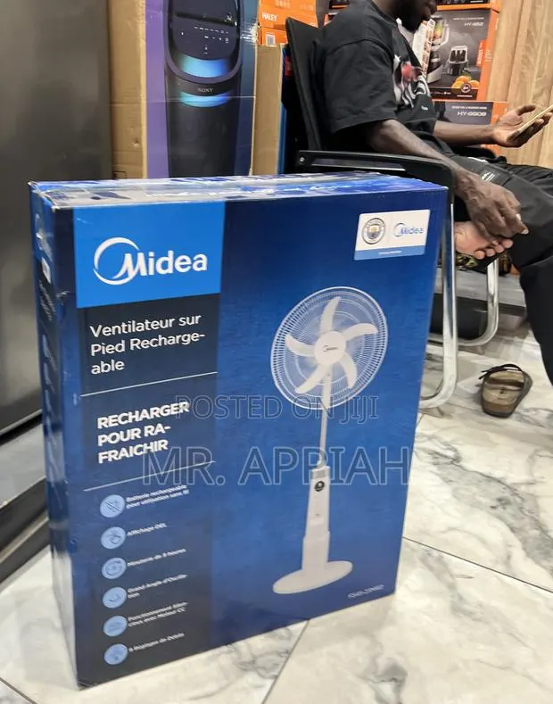 Premium Midea 18 Inch Rechargeable Standing Fan(White) · Photo 1