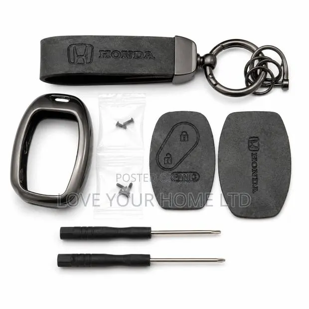 Honda -2 Button Smart Key With Leather Keychain Metal Case Kit