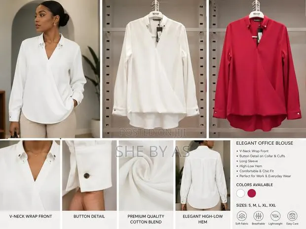 She by AS Elegant v-Neck Blouse – Long Sleeve Professional Workwear · Photo 1
