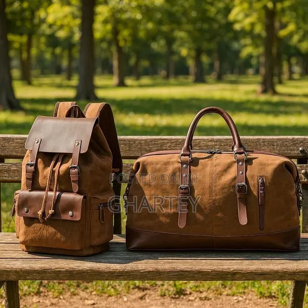 Vintage Canvas Leather Travel Set – Backpack + Duffel Bag · Photo 1