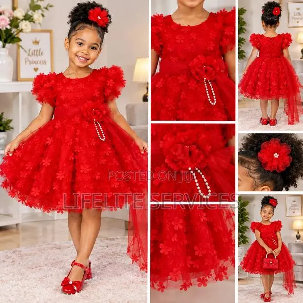 Baby Girl's Floral Mesh Satin Dress · Photo 1