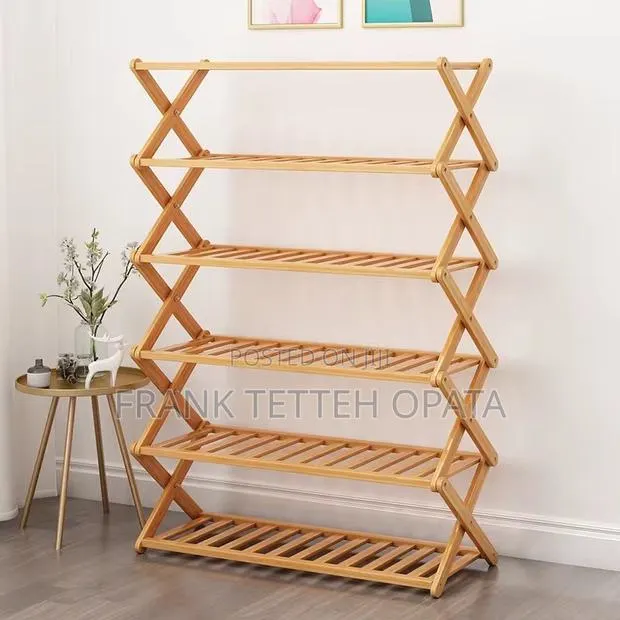 Foldable Bamboo Shoe Rack - 6-Tier · Photo 1
