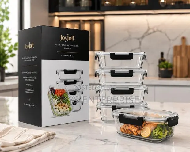 5pcs Airtight Glass Storage Bowls 1040ml · Photo 1