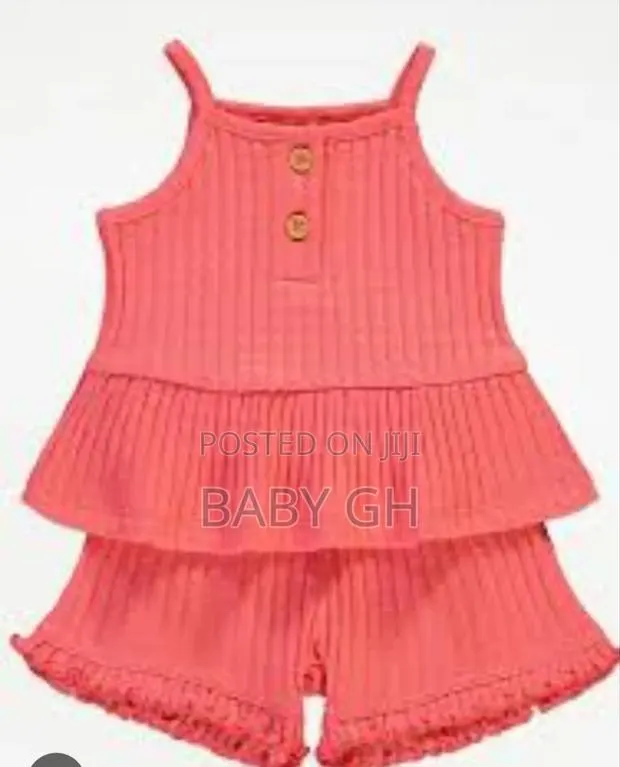 Babies George Coral Ribbed Top and Short Set · Photo 1