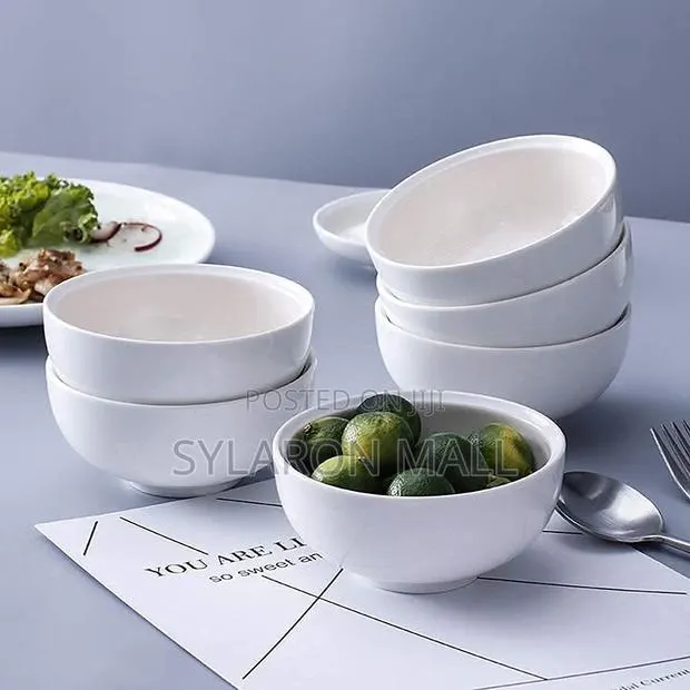 1pc Classic White Ceramic Bowls · Photo 1