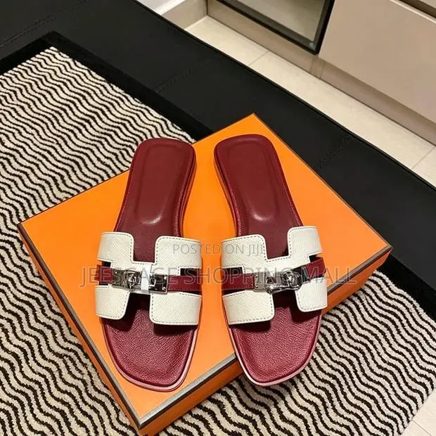 Hermes Women's Two-Tone H-Strap Flat Sandals With Buckle · Photo 1