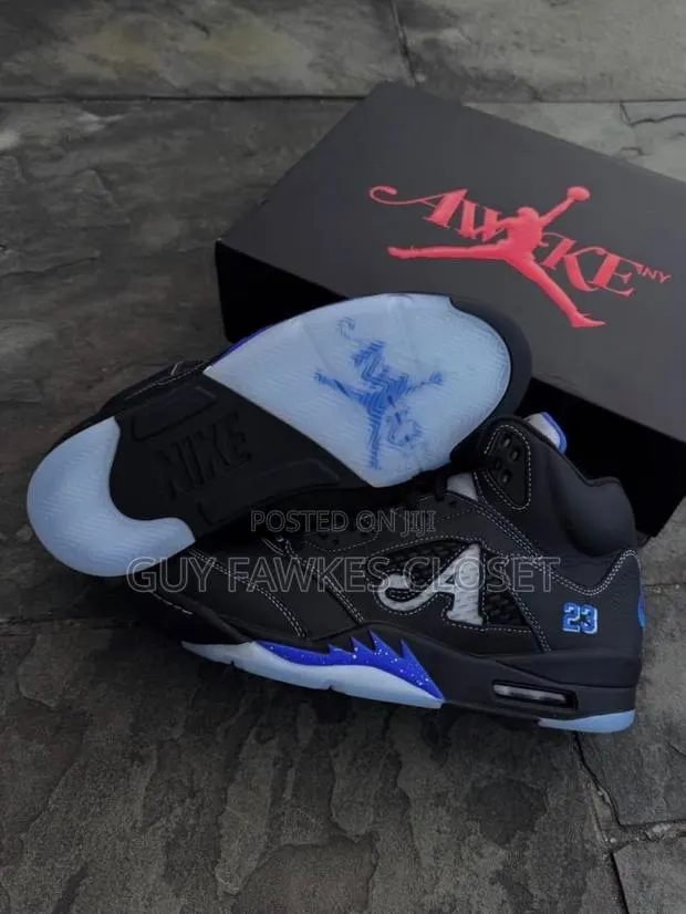 Awake NY X Jordan 5 Retro Black/Racer Blue Sneaker · Photo 1