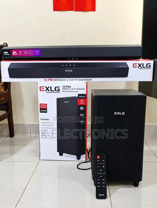 Pro S5 Exlg Wireless TV 2.1 Channel 2000 Watts Soundbar