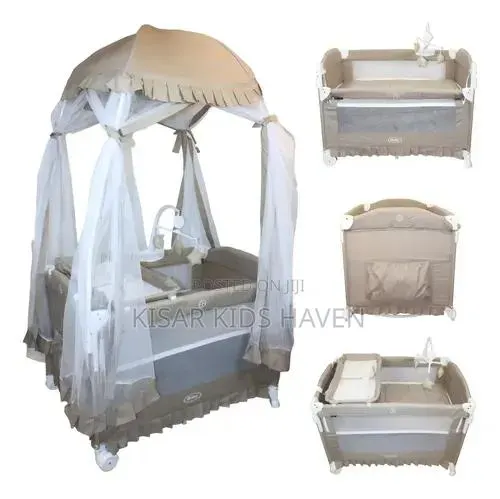 4 in 1 Baby Foldable Cot 0 to 3yrs & Mosquitoe Net (Colour Off White) · Photo 1