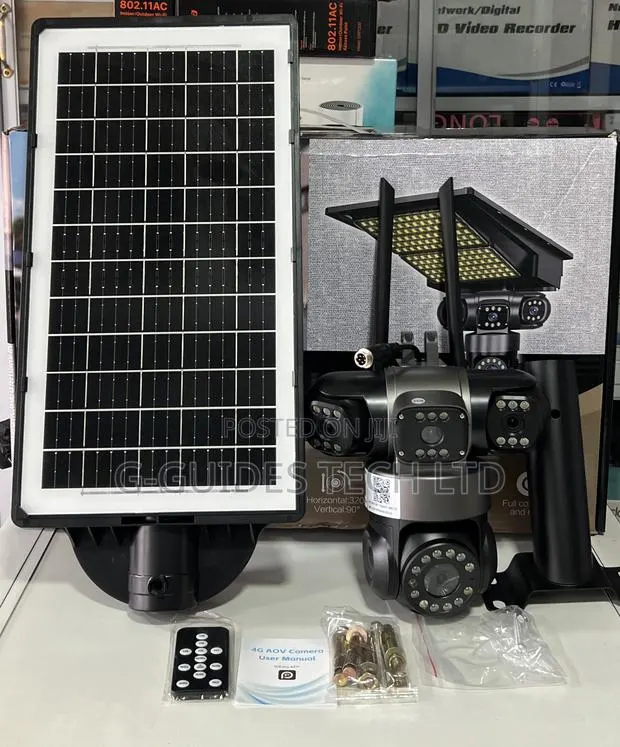 Aov 4g Solar-Powered Street Light Security Camera 4-Lens · Photo 1