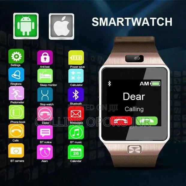 Dz09 Smart Watch Picks Sim Memory Card for Calls and Messages - Gold · Photo 1