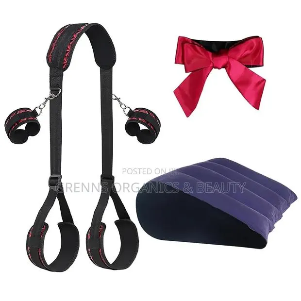 3pc BDSM Bondage Set Leg Spreader Wrist Cuffs Sex Pillow Blindfold · Photo 1