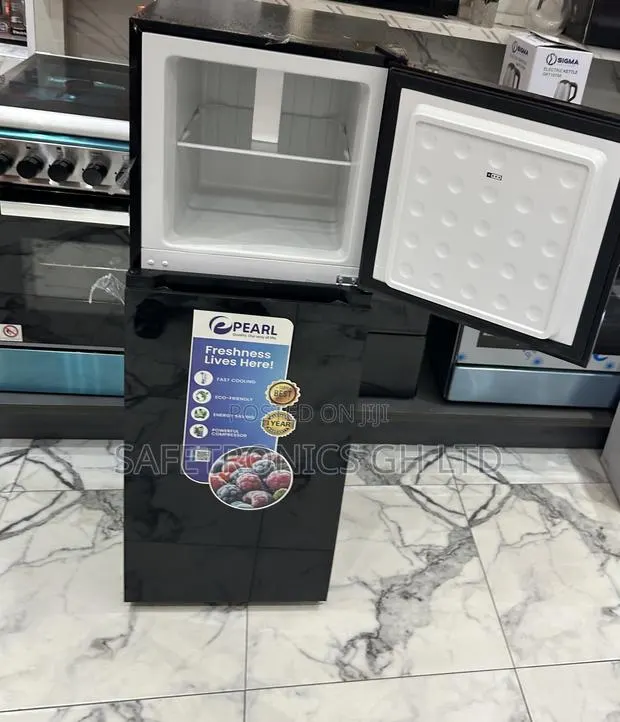 Best Sleek Black Glass 2 Doors Top Freezer Pearl Refrigerator · Photo 1