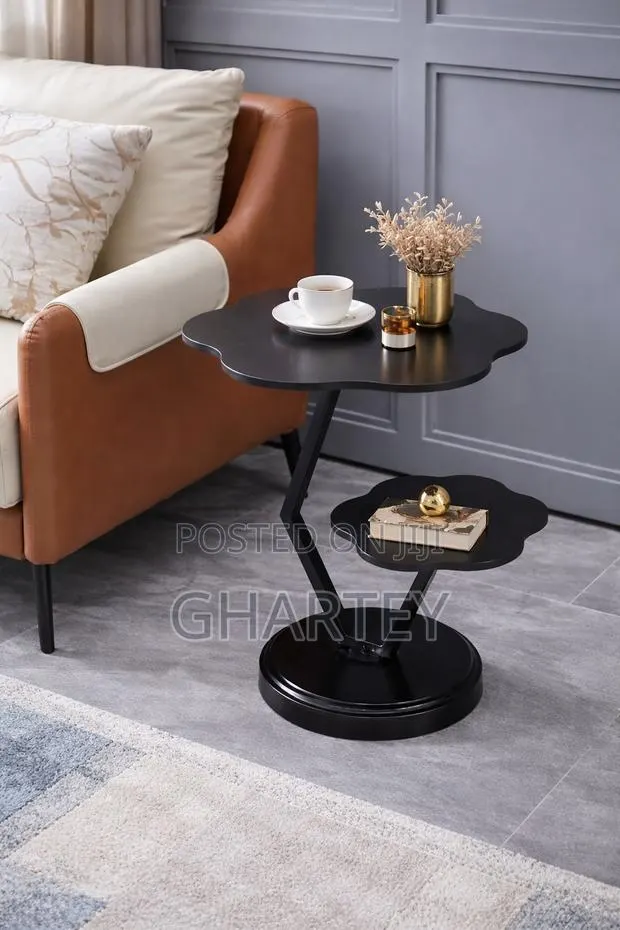 Modern Black Two-Tier Accent Side Table - Black · Photo 1