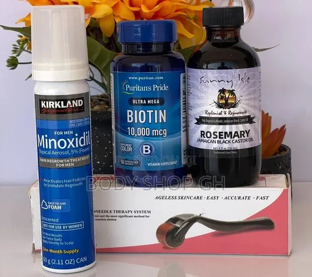 Kirkland Foam + Biotin + Derma Roller +Rosemary Oil for Hair and Beard · Photo 1