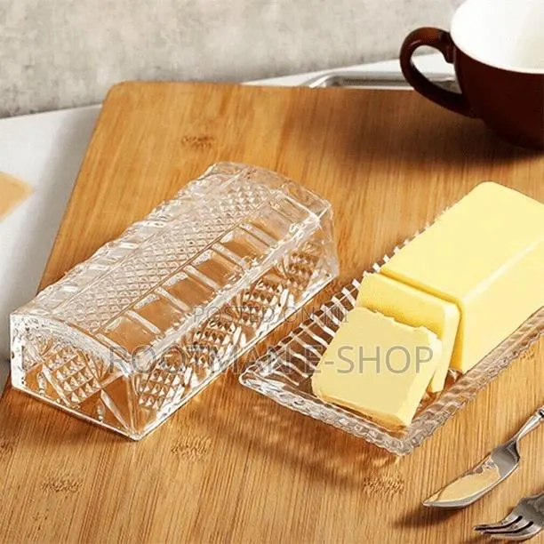 Crystal Covered Butter Dish,8inch Classic Glass 2-Piece Design · Photo 1